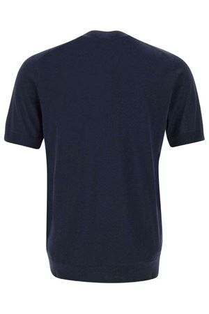T-shirt in maglia di seta e cotone blu PAOLO PECORA | A010F2006685